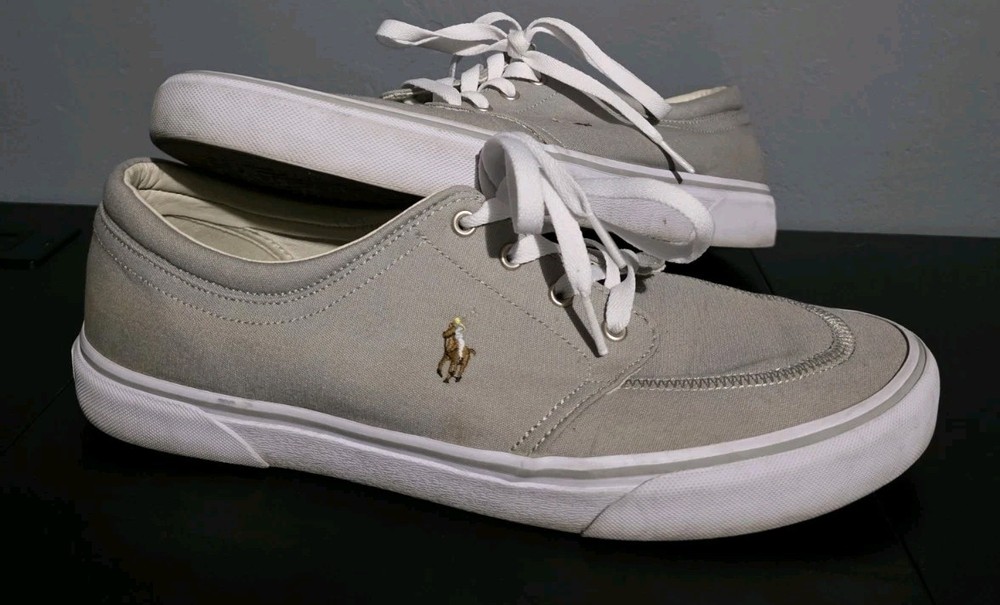 Polo Ralph Lauren Sneaker Mens 13 Gray Faxon X Laced Up Casual Comfort Canvas