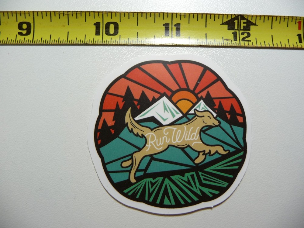 Run Wild Dog Hiking Camping Decal Sticker for Outdoor Adventures