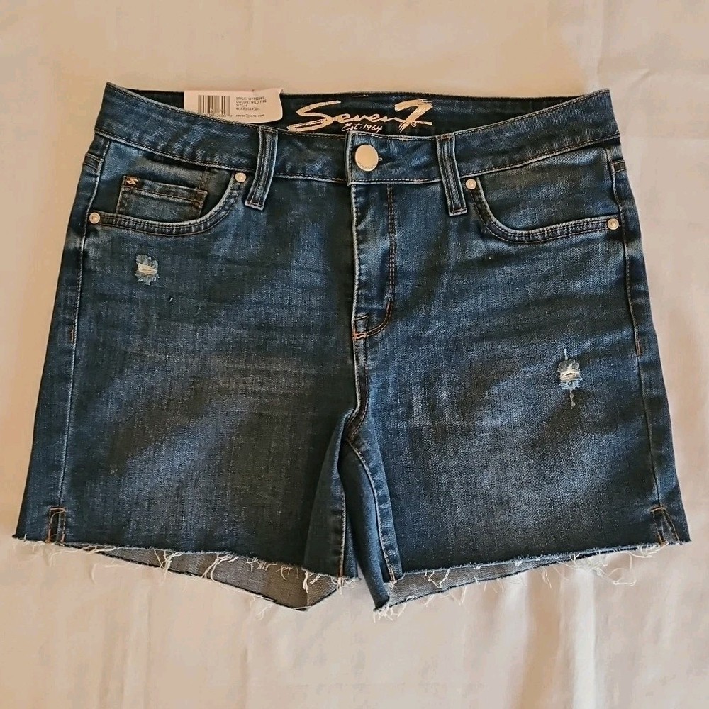 Seven7 Weekend Short Cut Hem Denim Shorts Women's Size 6 Inseam 5