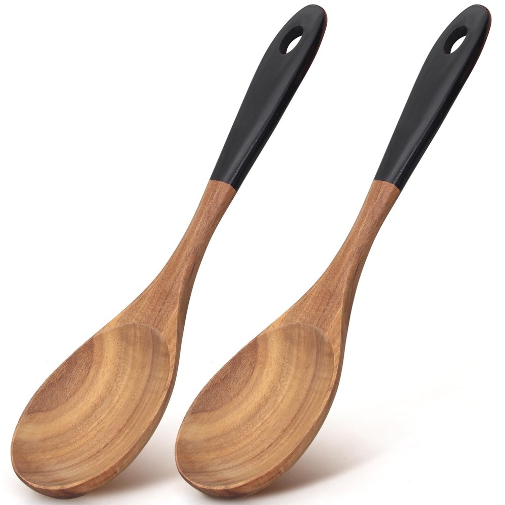 2 Pcs Large Wooden Spoons for Cooking Serving Spoon 12