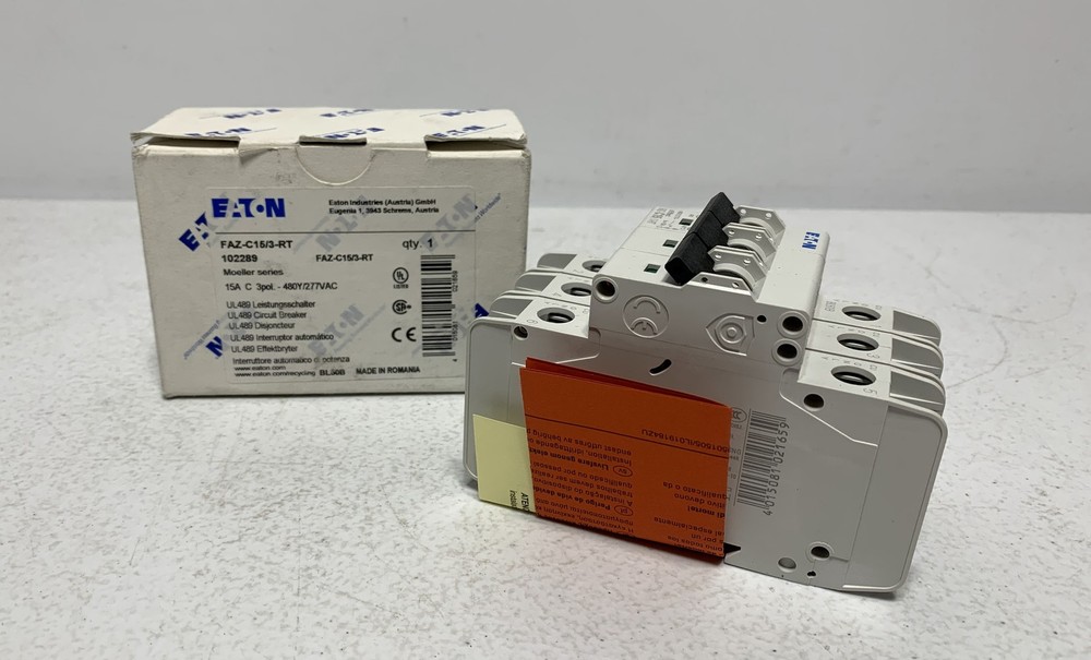 Eaton FAZ-C15/3-RT 3-Pole Circuit Breaker 15A 480Y/277VAC