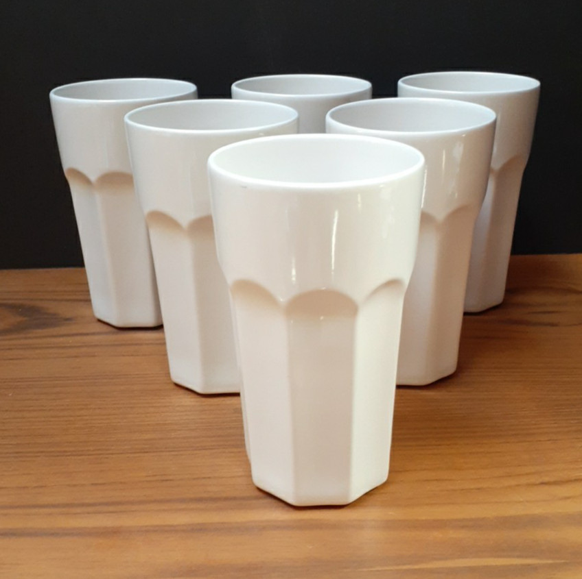 6 IKEA Pokal Ceramic Milkshake Tumblers Glasses WHITE 16 oz
