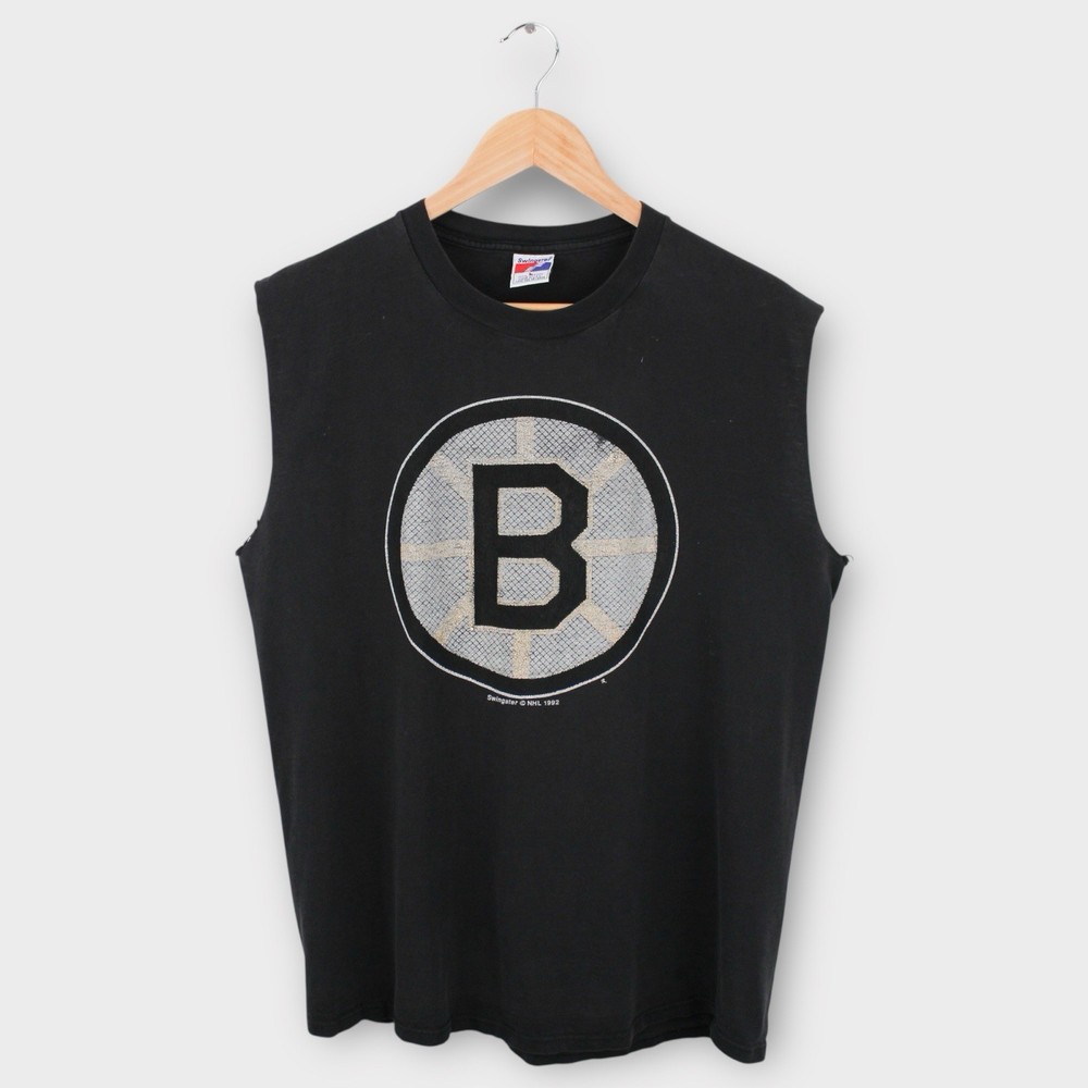 Vintage 1992 Boston Bruins NHL T Shirt Cut Off Sleeveless USA Made Single Stitch