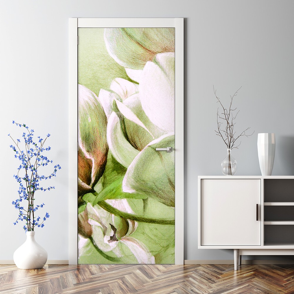 Decal Fabulous Magnolia Flowers Nature Flower Floral Bubble Free Door sticker