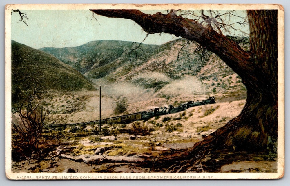 Detroit Pub~California~Santa Fe Limited Train On Cajon Pass~PM 1922~Vintage PC