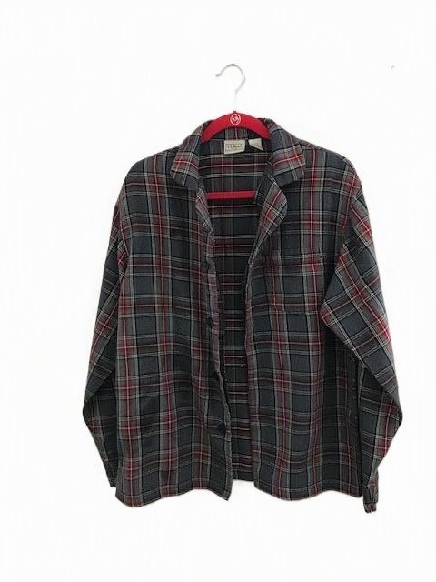 LL Bean Men's Button Up Plaid Flannel Shirt Size Medium Reg Cotton Hiking Cozy