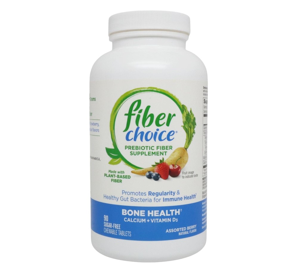 Fiber Choice Prebiotic Fiber Supplement Bone Health Calcium + Vitamin D3 - 90ct