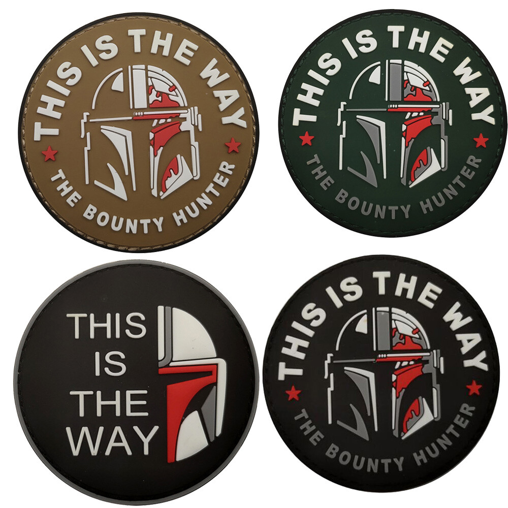 4PCS/SET 3D PVC THIS IS THE WAY THE BOUNTY HUNTER HOOK LOOP PATCH RUBBER BADGE 1