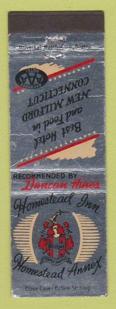 Matchbook Cover - Homestead Inn New Milford CT
