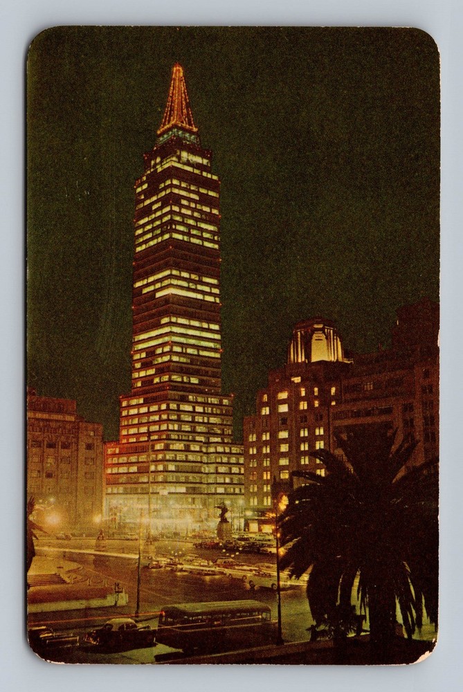 Mexico- Mexico City Latinamerican Tower Night View Postal Old Vintage Postcard
