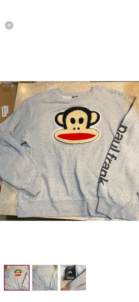 Paul Frank Julius Graphic Pullover Sweatshirt Gray Juniors XL Long Sleeve