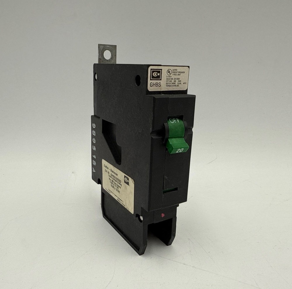 Cutler Hammer GHBS1020D Circuit Breaker 20A 1P 277V 1PH GHBS Bolt On 20 Amp Used