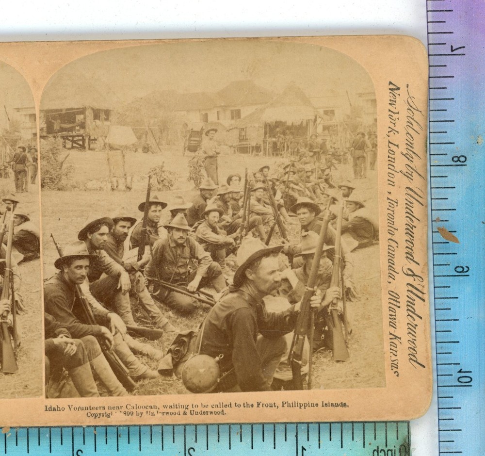 Idaho Volunteers near Caloocan Philippines Underwood Stereoview