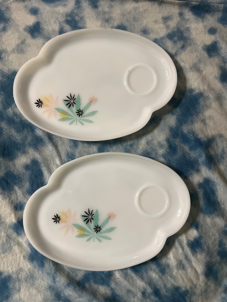 MCM 2 Plates 1950's Federal Milk Glass 