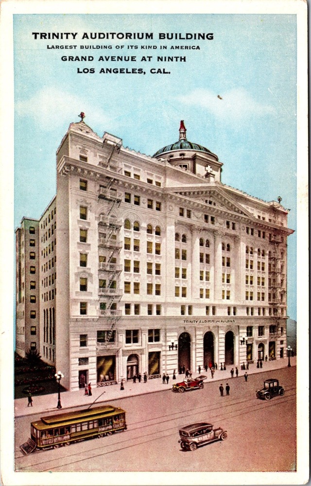 Postcard Trinity Auditorium Building in Los Angeles, California