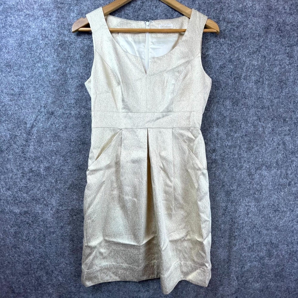 Shoshanna Dress Womens 4 Light Gold Sparkle Shimmer NYE Party Metallic Cocktail