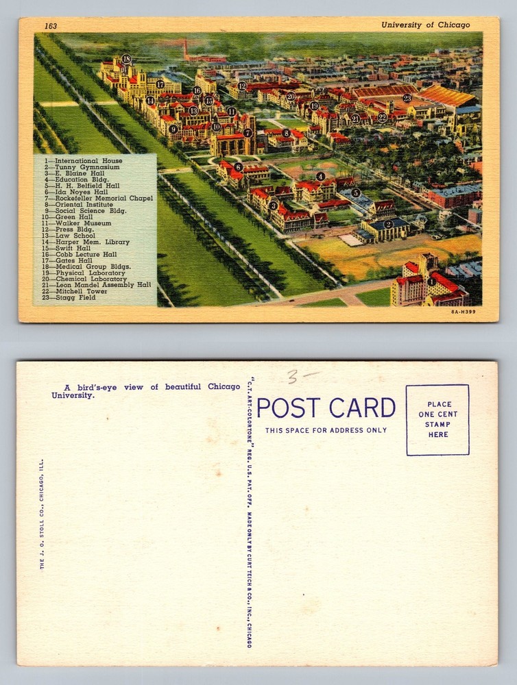 Chicago, IL-Illinois, Birdseye Campus Map Scene PC Card Vintage Postcard