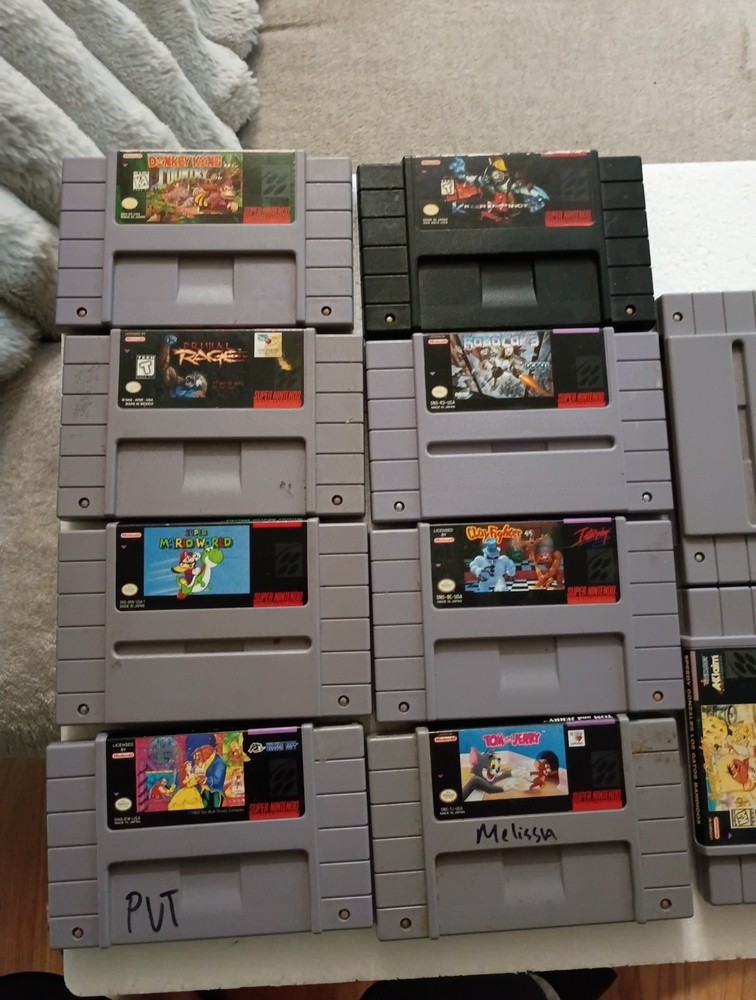 Super Nintendo SNES Vintage Video Game Lot 10 Games Working