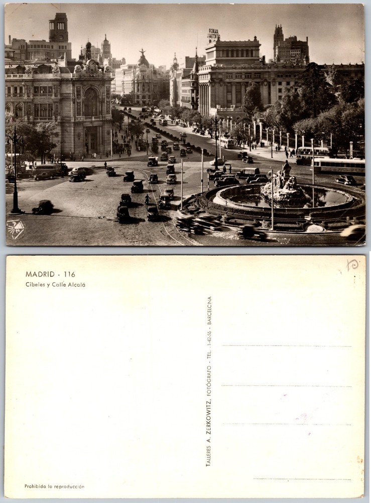 Continental Cibeles And Calle Alcala Madrid Postcard