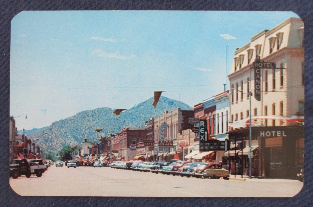 1950s Canon City Colorado Street Scene Rex Movie Theater Postcard