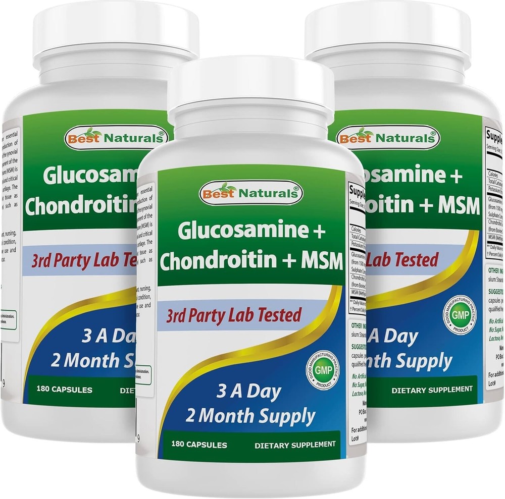 Pack of 3: 2600 mg Glucosamine Chondroitin MSM Capsules - Joint Health Support