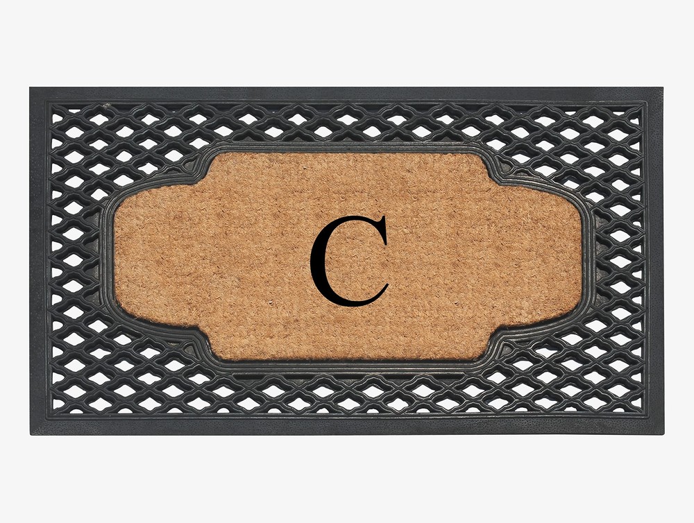 A1HC Natural Coir Monogrammed Anti-Shed Door Mat 23x38 for Front Entry