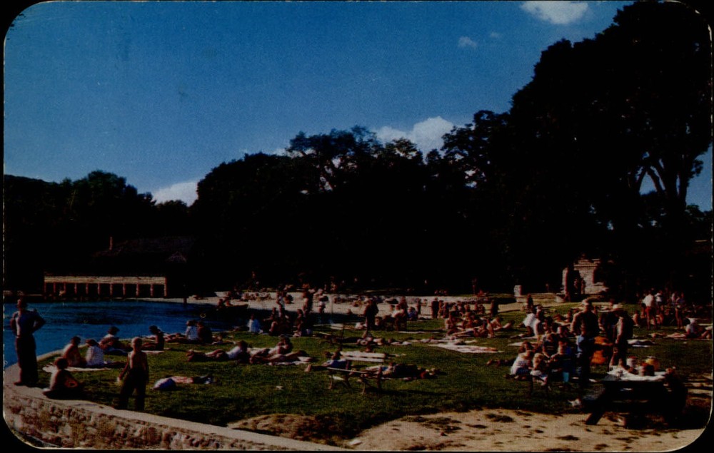 Baraboo WI Devil's Lake DPO Rural Station cancel beach vintage 1951 postcard