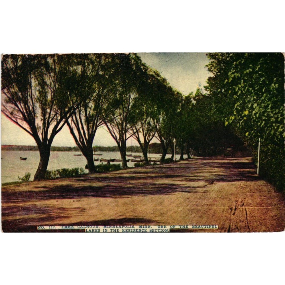 Lake Calhoun Minneapolis MN Vintage Postcard No 117 Residence Section Linen View