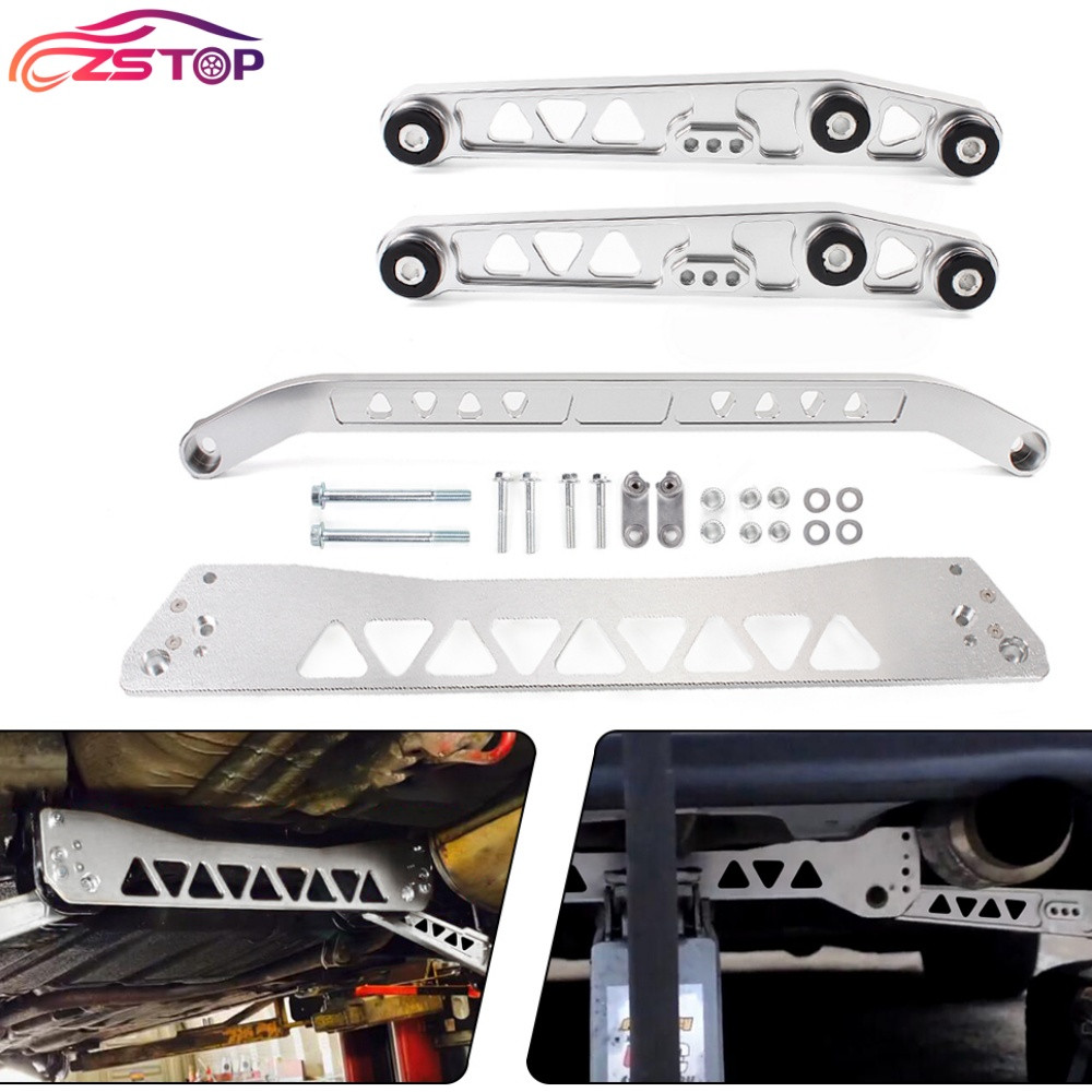 Silver Rear Lower Control Arm+Subframe Brace +Tie Bar for Honda Civic EG 92-95