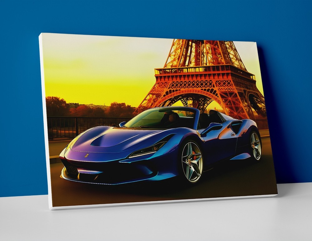 Blue Ferrari F8 Spider Poster or Canvas -  Exotic Car Supercar Ferrari Wall Art