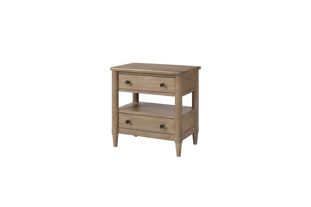 Modern Open Nightstand in Sand Finish Featuring Two Convenient Drawers