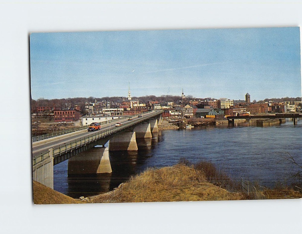 Postcard Bangor-Brewer Toll Bridge Penobscot River Bangor Maine USA America