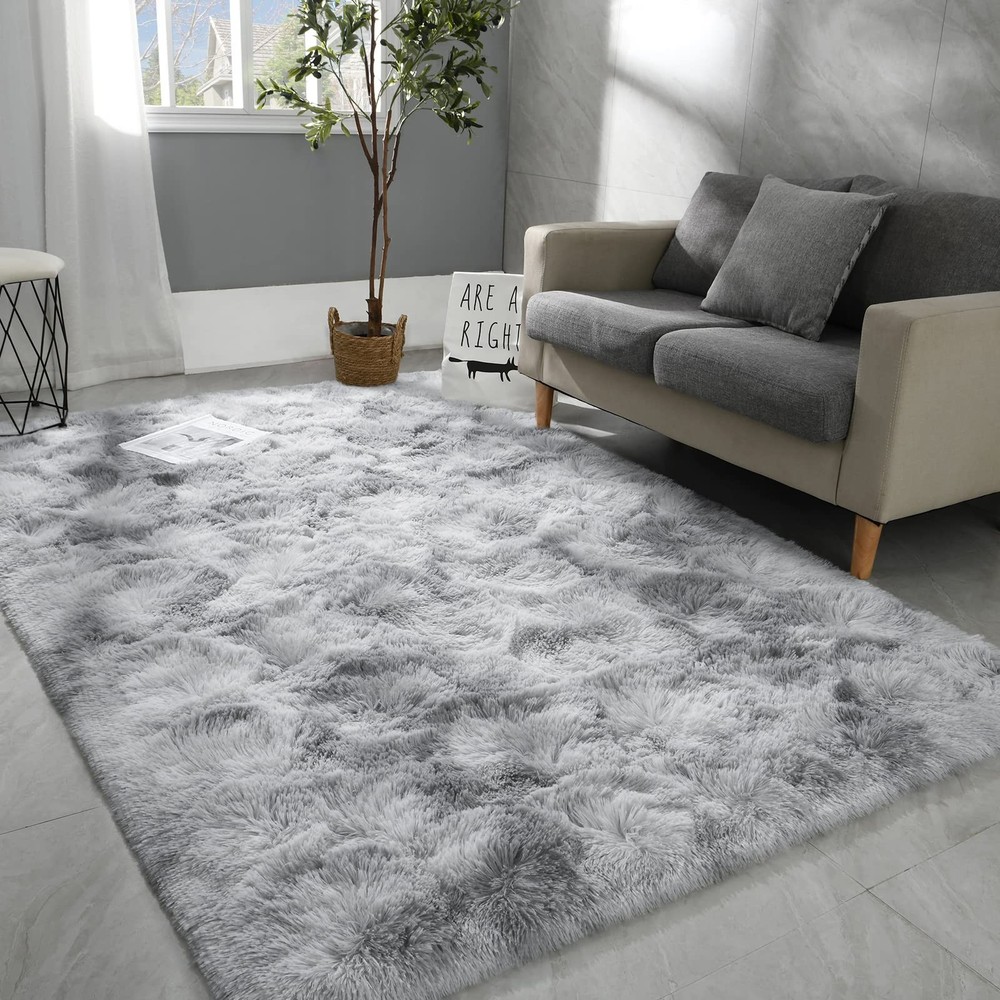 Hutha 4x6 Large Area Rugs for Living Room, 4' x 6' (Rectangular), Light Grey