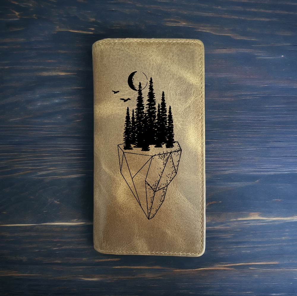 Floating Island Rodeo Wallet Cowboy Western Buffalo Leather Premium Abstract NEW-image