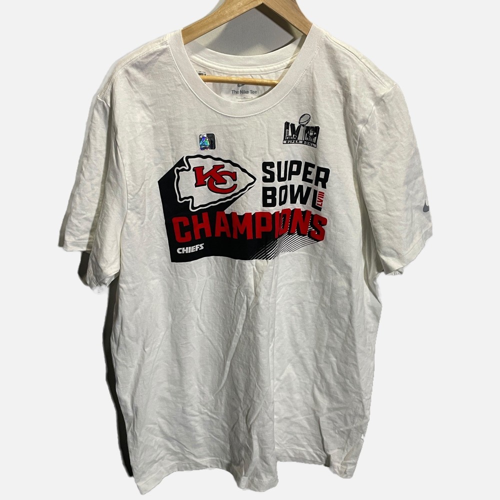 Nike Kansas City Chiefs Super Bowl LVIII Champions T-Shirt Mens XL White Graphic
