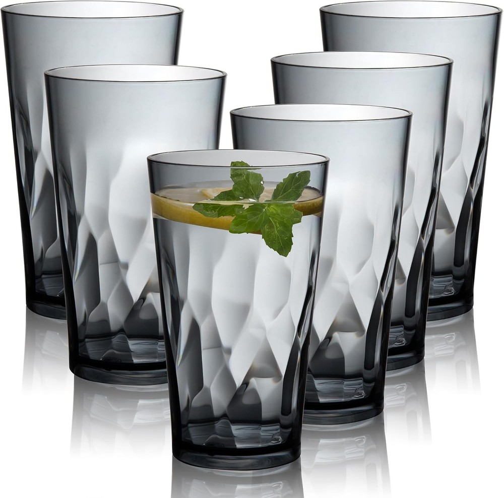 Unbreakable Plastic Drinking Glasses Set of 6 Shatterproof Drinking Cups Plastic