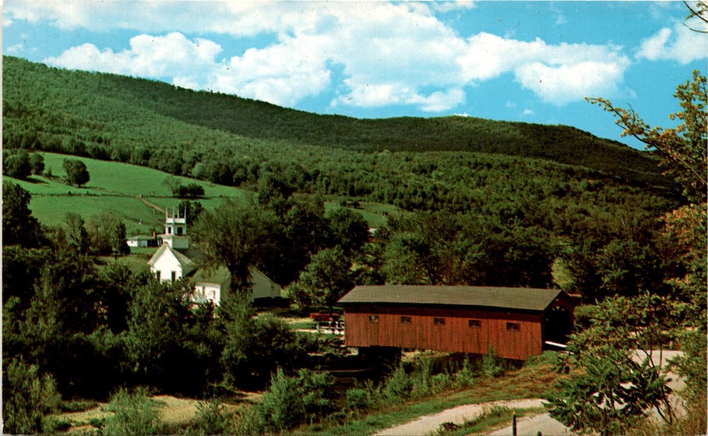 VT 390, West Arlington, Vermont, Green Mountains, Battenkill River, Postcard