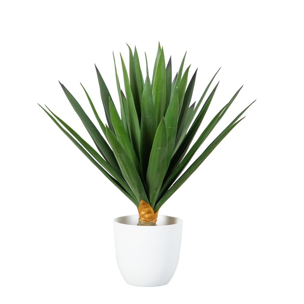 15-in UV Resistant Artificial Agave Plant in White Planter (Indoor/Outdoor)