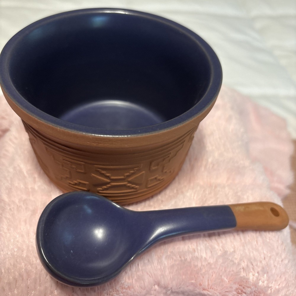 Over and Back Blue Glazed Terracotta Small Mixing Bowl 6