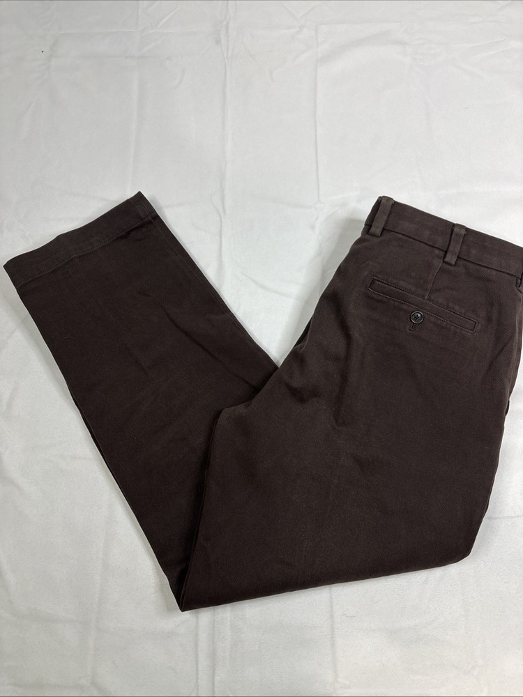 Brooks Brothers Advantage Chino Clark Pants Mens 35x30 Brown Flat Front Straight