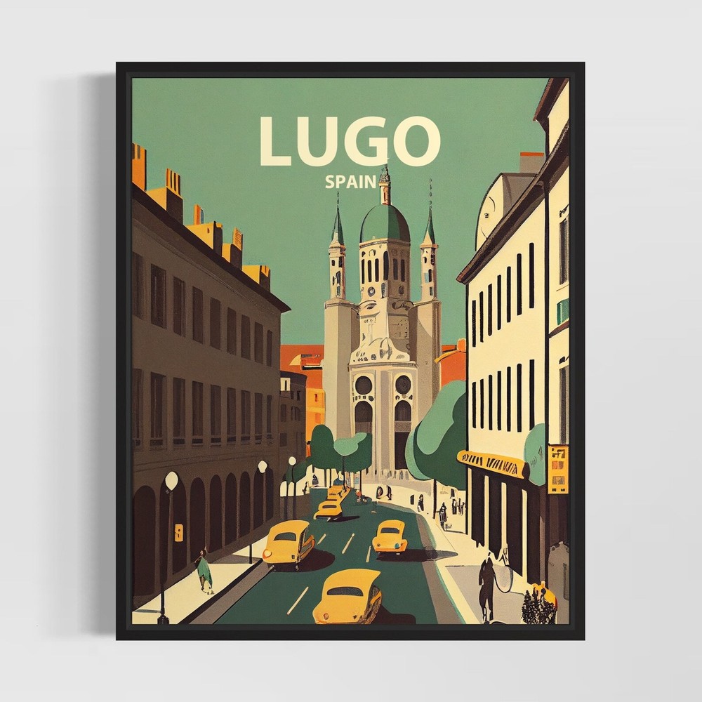Lugo Spain Retro Art Print Lugo Wall Art Illustration Lugo Vintage Minimal
