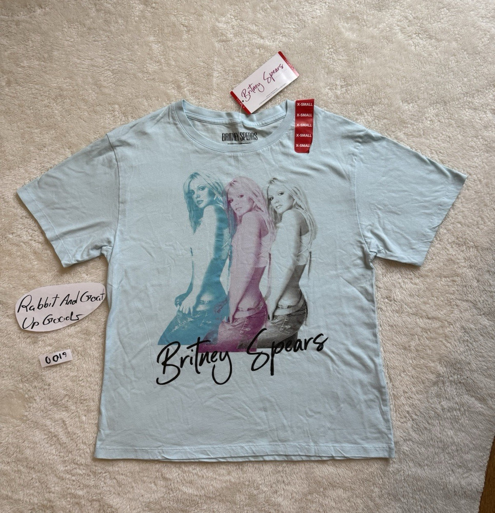Britney Spears Graphic Print Women's Nostalgia Cotton T-Shirt Light Blue X-Small