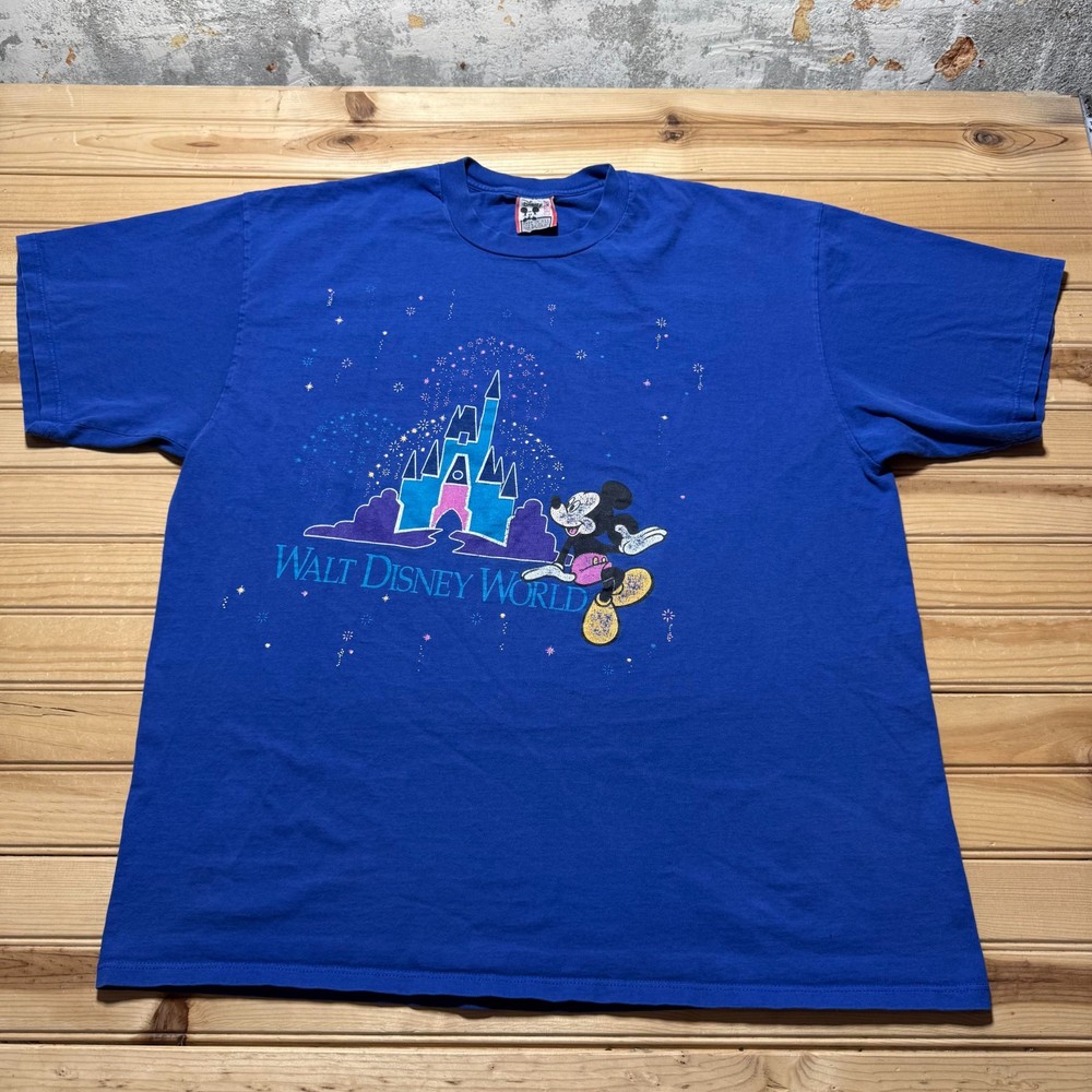 Vintage 90s Walt Disney World Mickey Mouse Castle T-Shirt USA Made - One Size