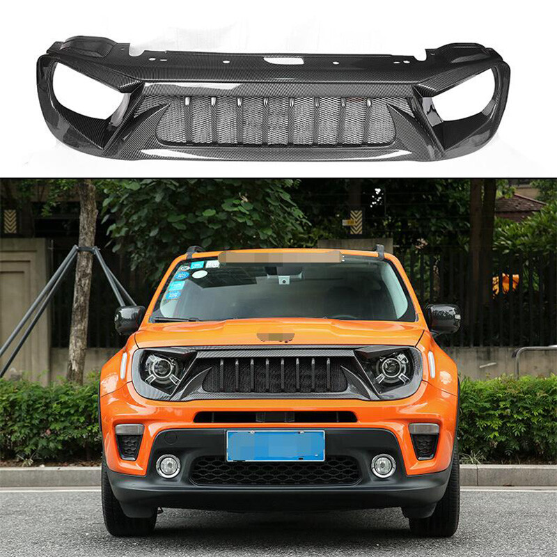 Center Mesh Grille Grill Bird Front For Jeep Renegade 2019-2021 Carbon Fiber