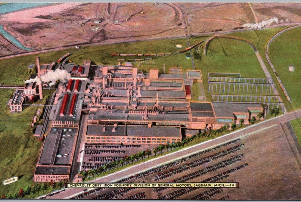 Saginaw, Michigan - Chevrolet Grey Iron Foundry, Aerial View Postcard