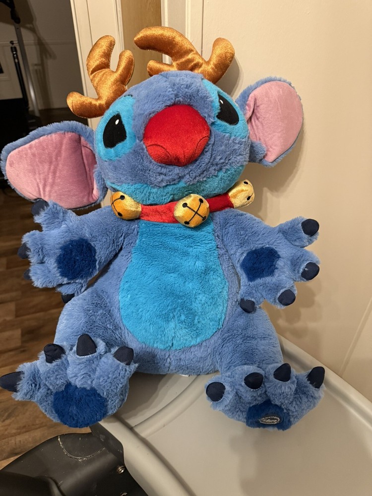 Disney Store Official Stitch Plush Reindeer Bells Christmas Plush 20