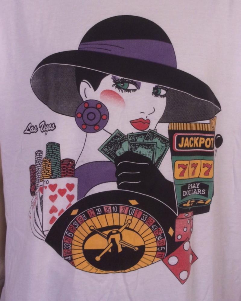 vintage 80s 90s Las Vegas T-Shirt Casino Slots Woman SZ XL