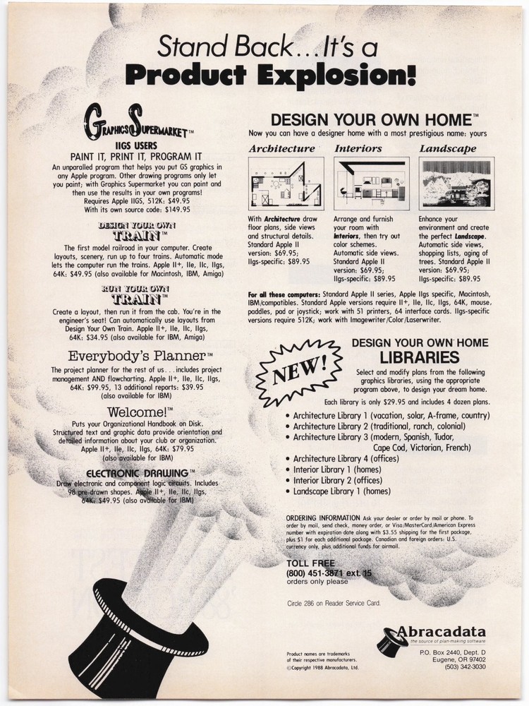 Abracadata Computer Ad Design Your Own Home Apple Macintosh 1988 Software-image