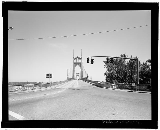 Photo:Portland Oregon St Johns Bridge Willamette River Approach 1930s