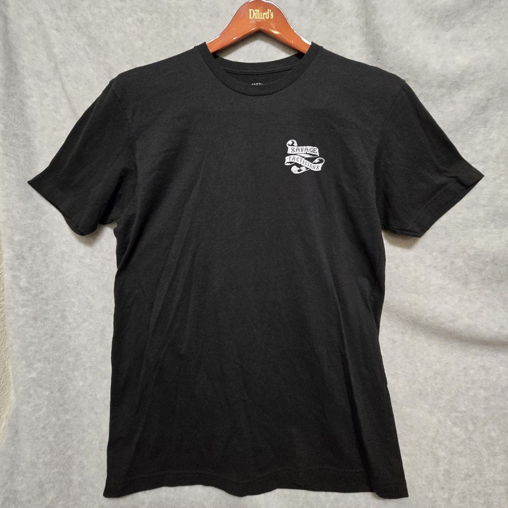 Savage Tacticians Men’s L Short Sleeve Black T-Shirt HARD TIMES ARE NOT WON BY..